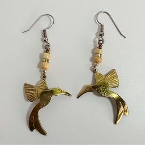 Vintage hummingbird gold-tone dangle earrings